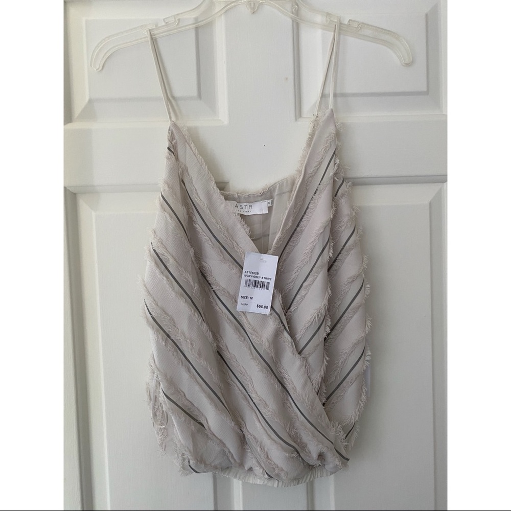ASTR Tank Crop Blouse with Fringe